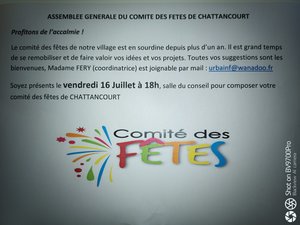 ASSEMBL??E GENERALE DU COMIT?? DES FETES DE CHATTANCOURT